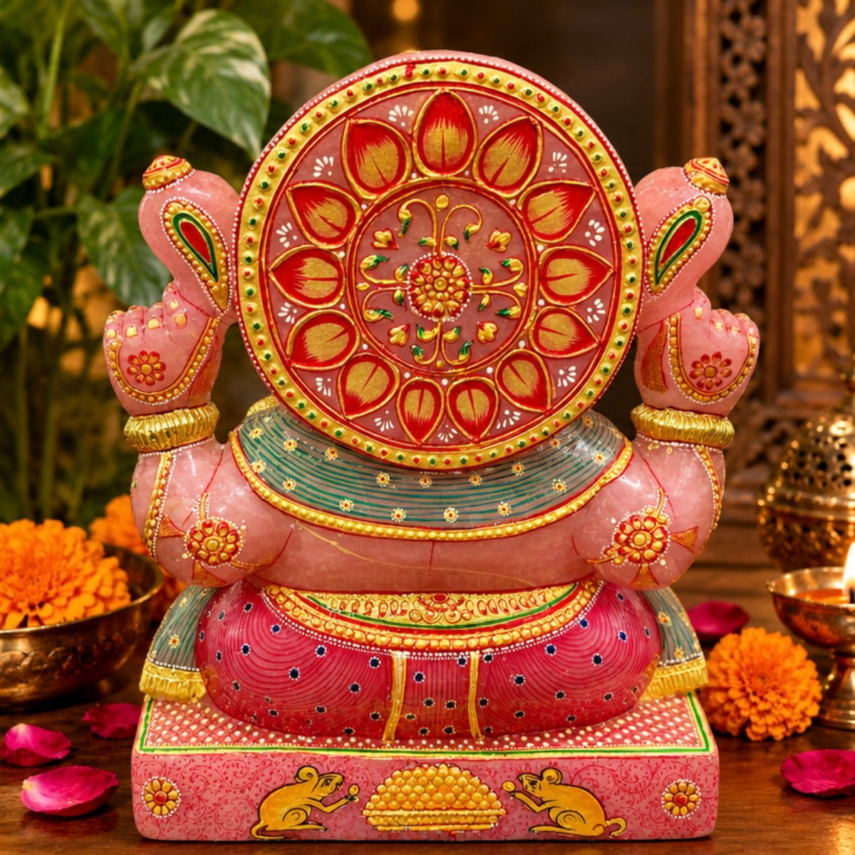 Dios Ganesha Ganesh Ganapati 21 kg. cuarzo rosa Munay Minerales Mallorca