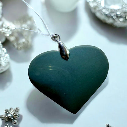 Rainbow Obsidian Heart Pendant in Silver