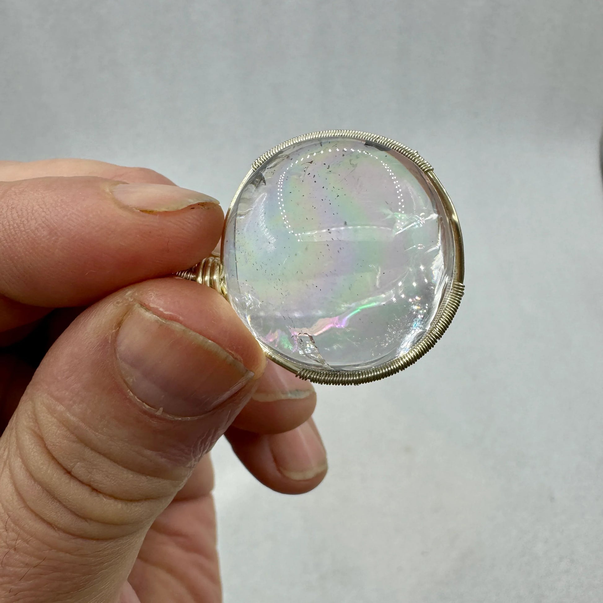 Cuarzo maestro arcoíris colgante plata de ley - MUNAY MINERALES MALLORCA