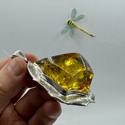 Baltic amber pendant in sterling silver