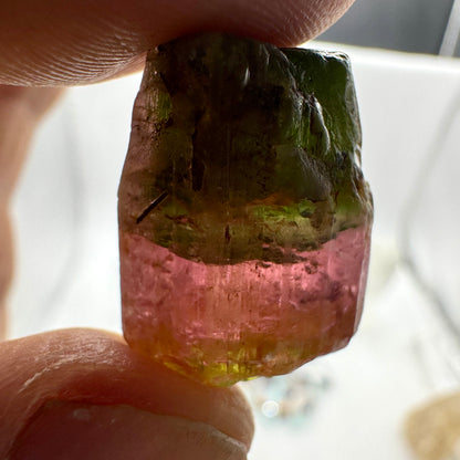 Turmalina bicolor verde y rosa