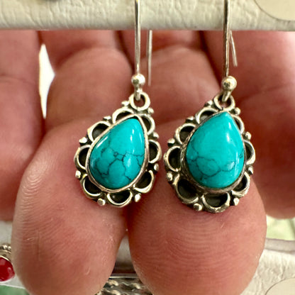 Turquoise stud earrings in sterling silver