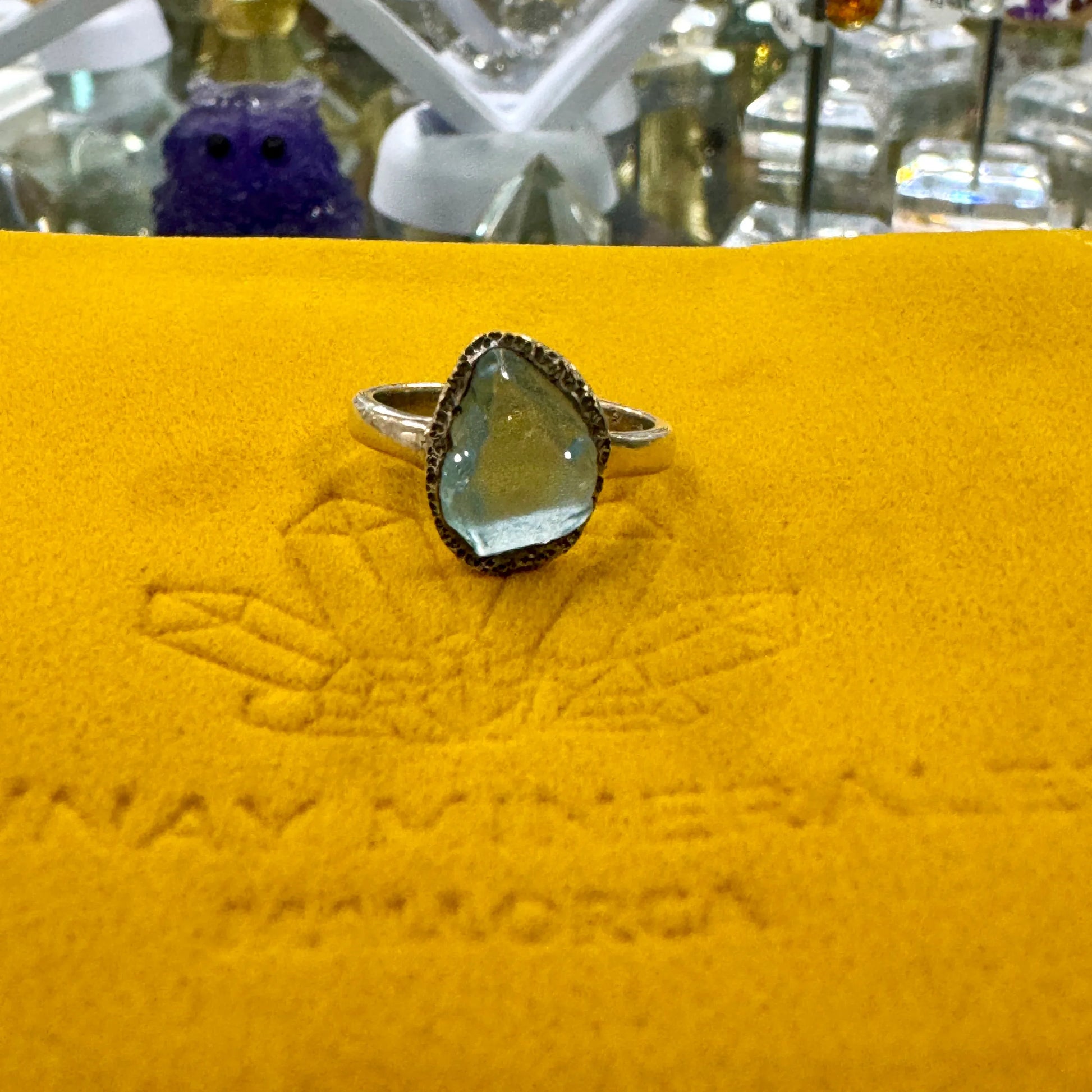 Anillo topacio azul plata de ley - Munay Minerales Palma de Mallorca Spain 