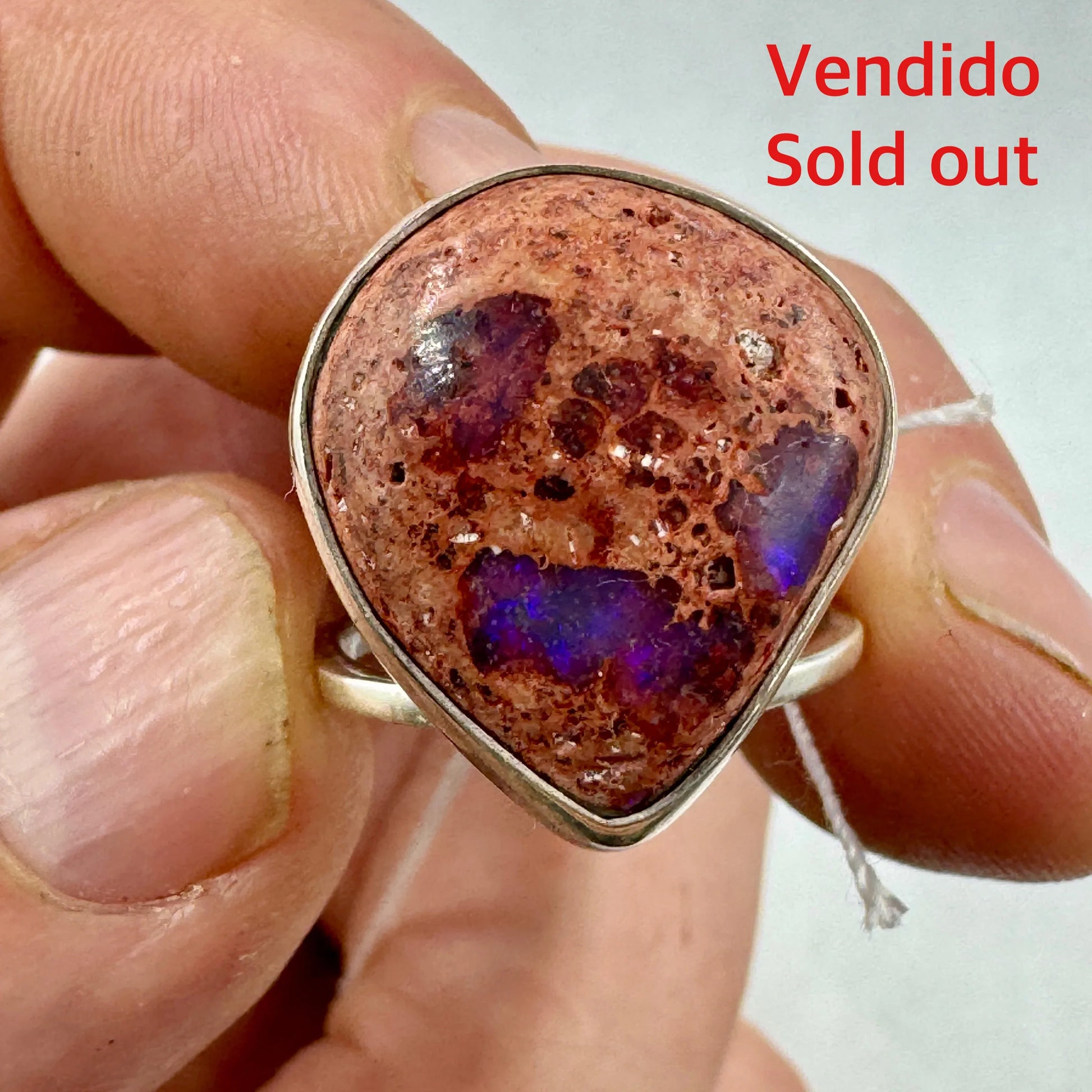 Ópalo de fuego anillos en plata de ley - MUNAY MINERALES MALLORCA