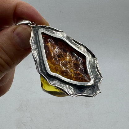 Baltic amber pendant in sterling silver