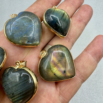 Labradorita colgante corazón