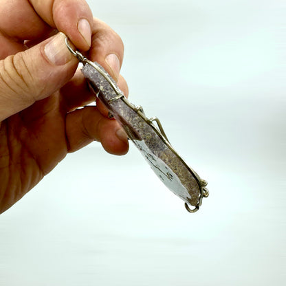Amatista rodaja colgante en plata de ley