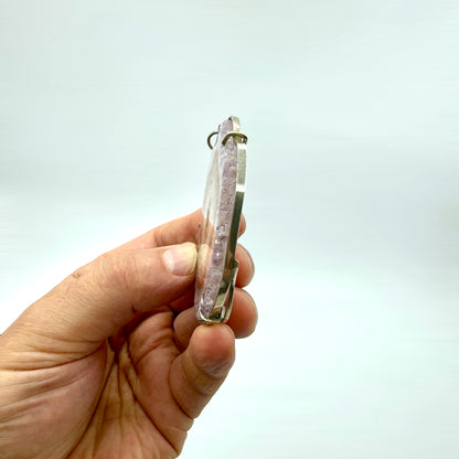 Amethyst slice pendant in sterling silver