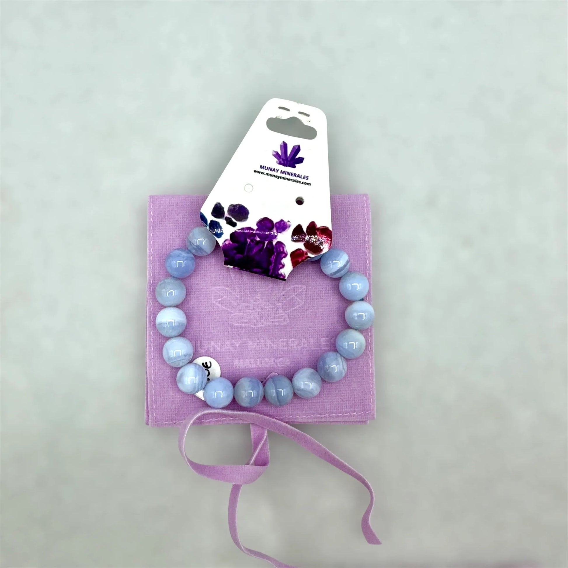 Ágata calcedonia banda azul pulsera - Munay Minerales Palma de Mallorca Spain 