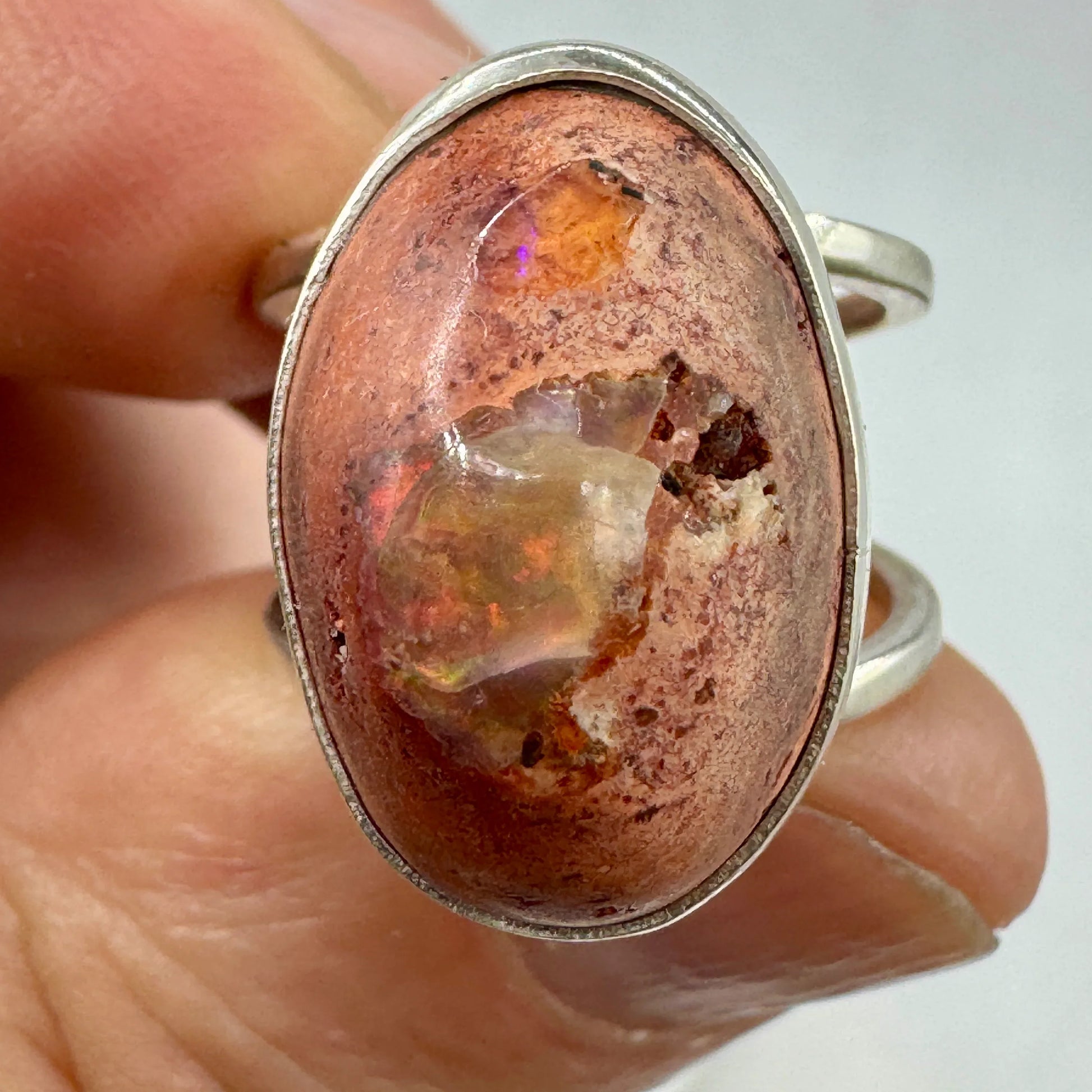 Ópalo de fuego anillos en plata de ley - MUNAY MINERALES MALLORCA