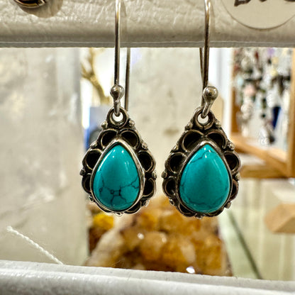 Turquoise stud earrings in sterling silver