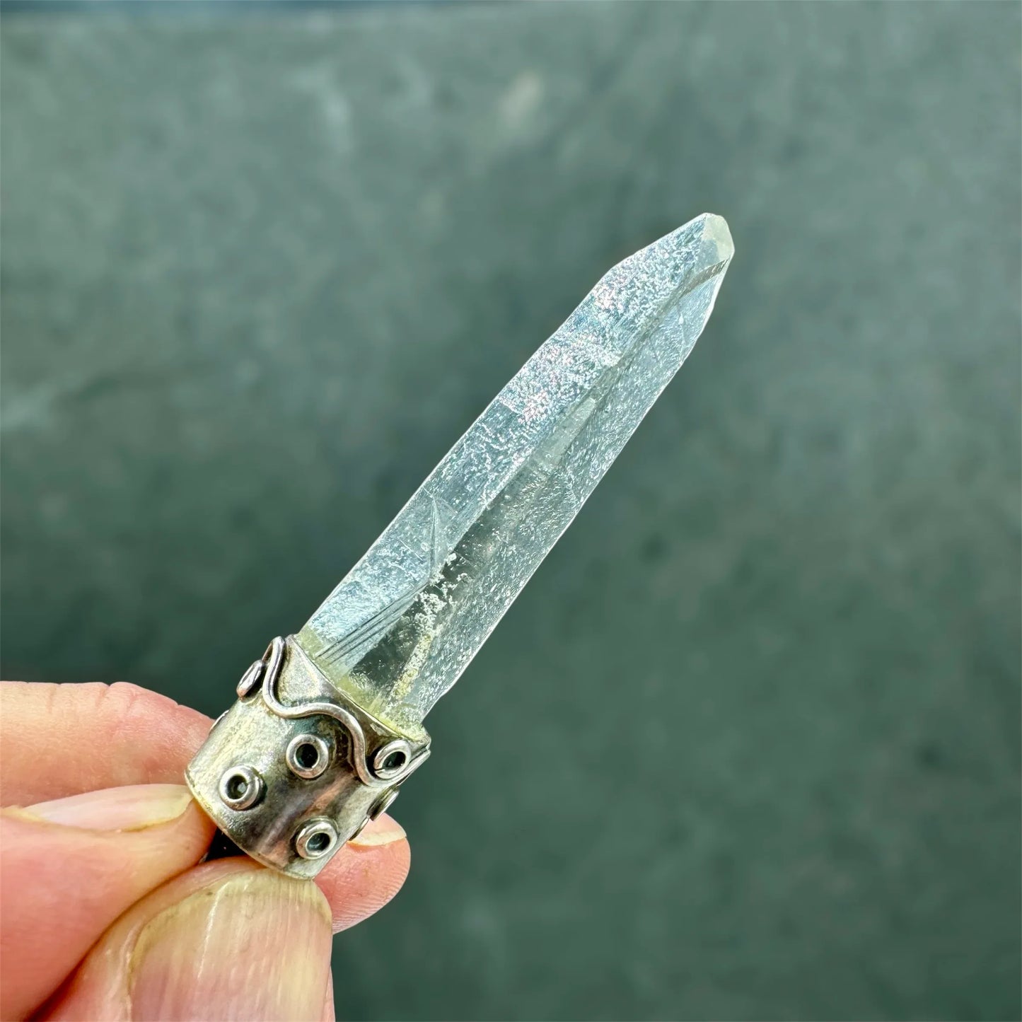 Colgante de cuarzo lemuriano plata de ley - Munay Minerales Palma de Mallorca Spain 