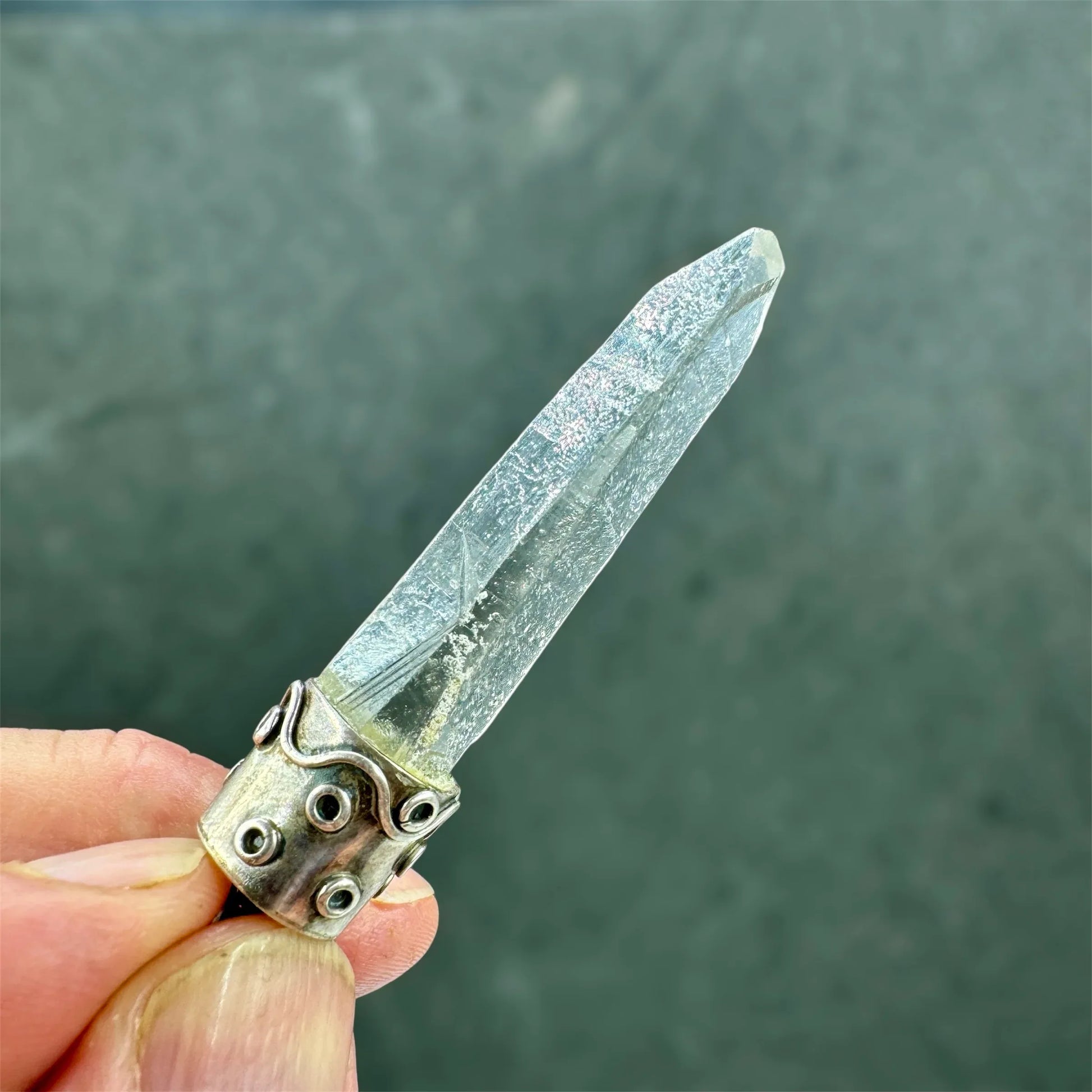 Colgante de cuarzo lemuriano plata de ley - Munay Minerales Palma de Mallorca Spain 