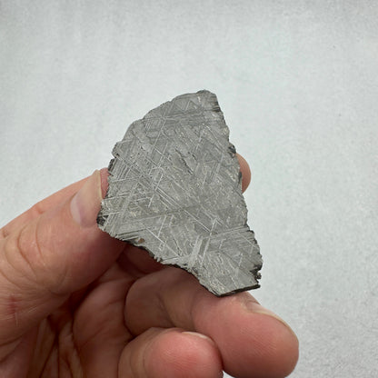 Fragmento de meteorito Muonionalusta pulido con figuras de Widmanstätten