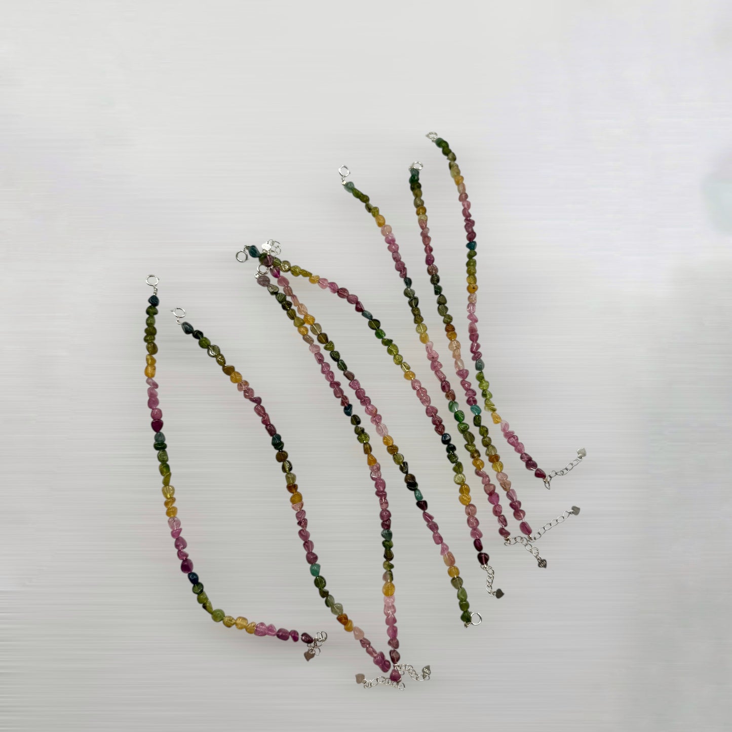 Pulsera turmalina multicolor plata de ley