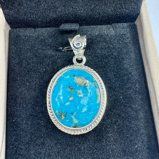 Turquesa colgante en plata de ley