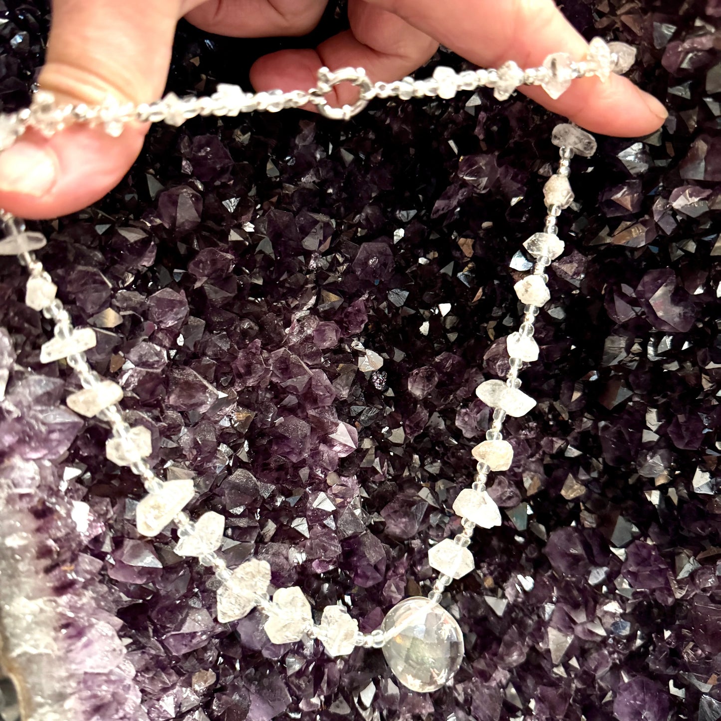 Colgante Cuarzos diamante Herkimer en plata de ley - MUNAY MINERALES MALLORCA