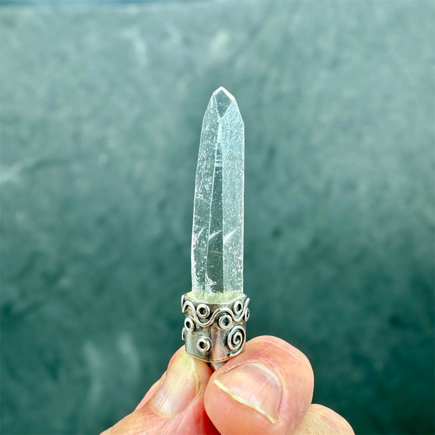 Colgante de cuarzo lemuriano plata de ley - Munay Minerales Palma de Mallorca Spain 