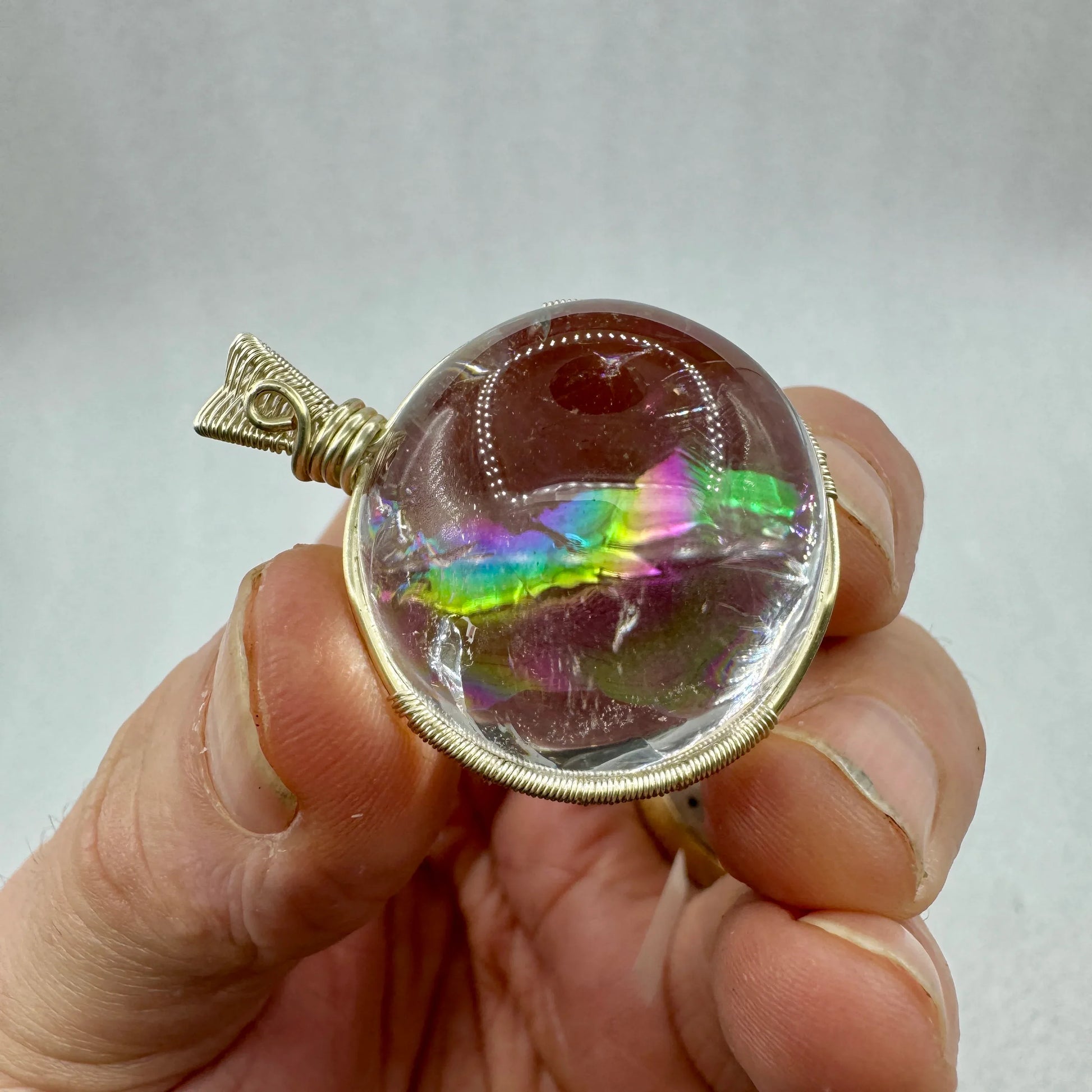 Cuarzo maestro arcoíris colgante plata de ley - MUNAY MINERALES MALLORCA