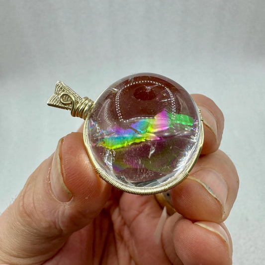 Cuarzo maestro arcoíris colgante plata de ley - MUNAY MINERALES MALLORCA