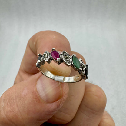 Anillo Esmeralda Rubí Espinela Pirita Plata de ley Munay Minerales Mallorca