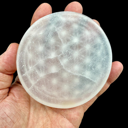 Selenite Flower of Life plaque and other symbols