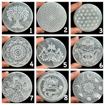 Selenita discos rodajas geometría sagrada y símbolos