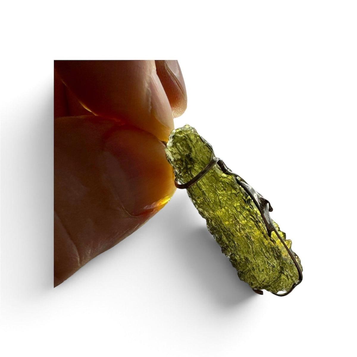 Moldavita tectita impactita colgante plata de ley Munay Minerales Mallorca