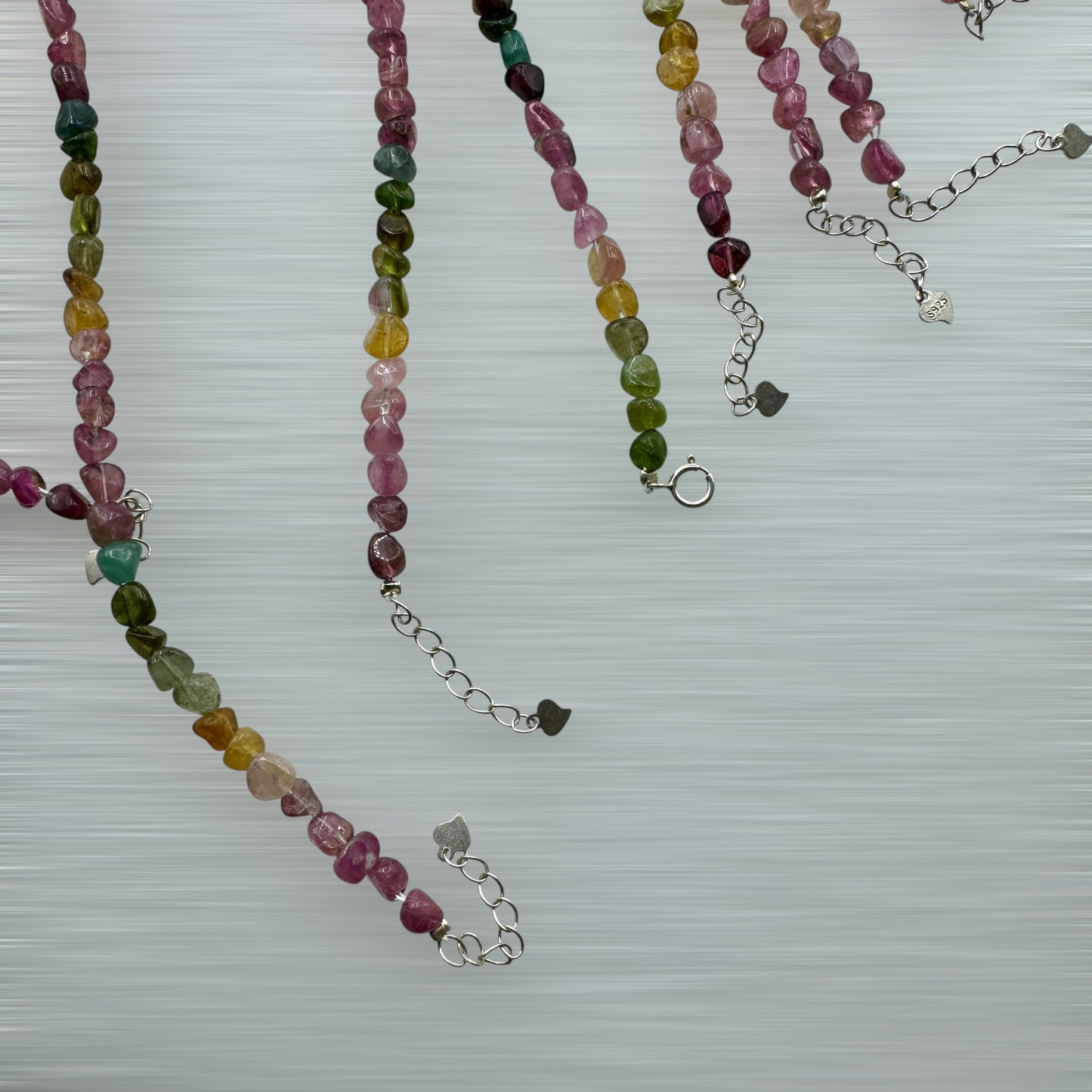 Pulsera turmalina multicolor plata de ley