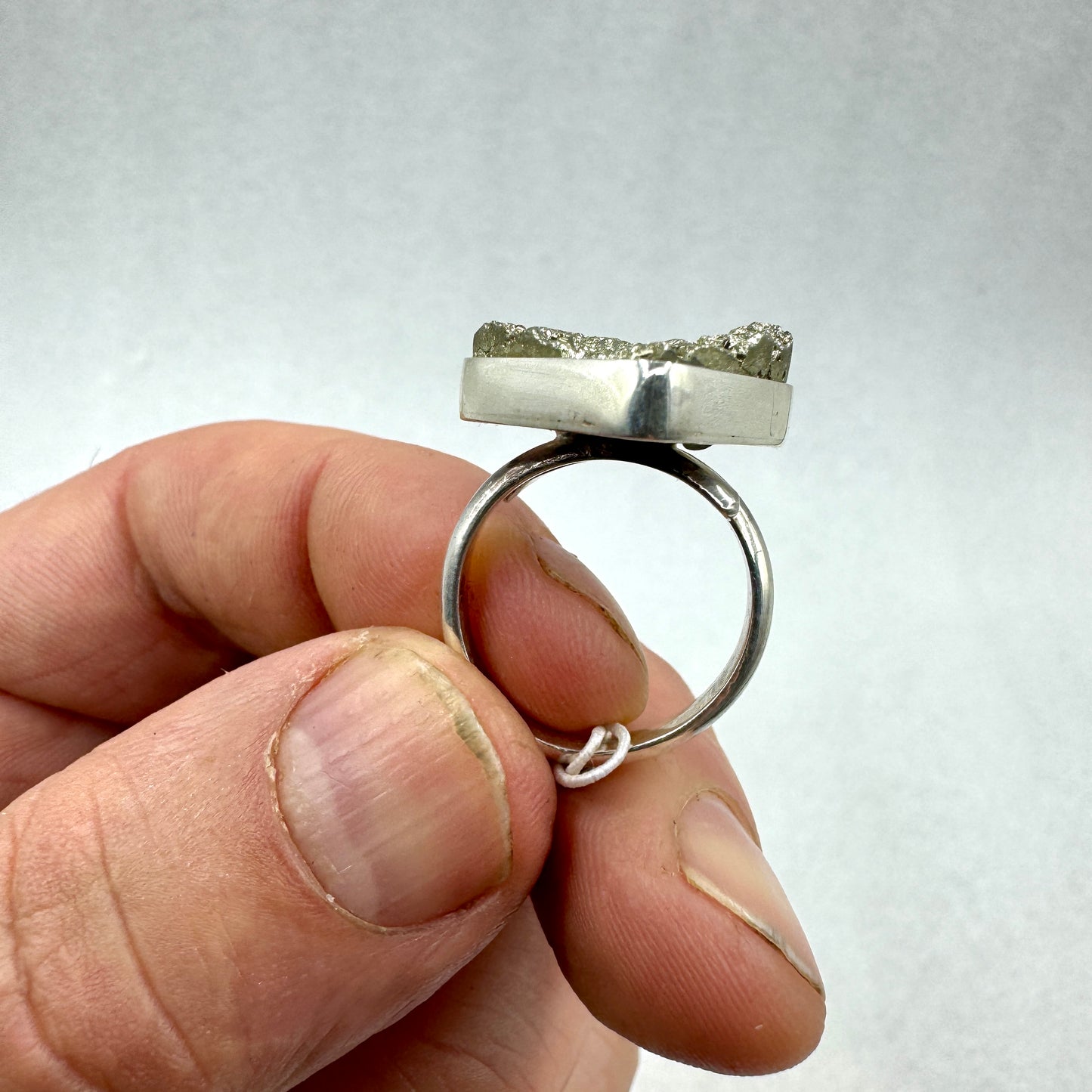 Anillo de pirita corazón plata de ley