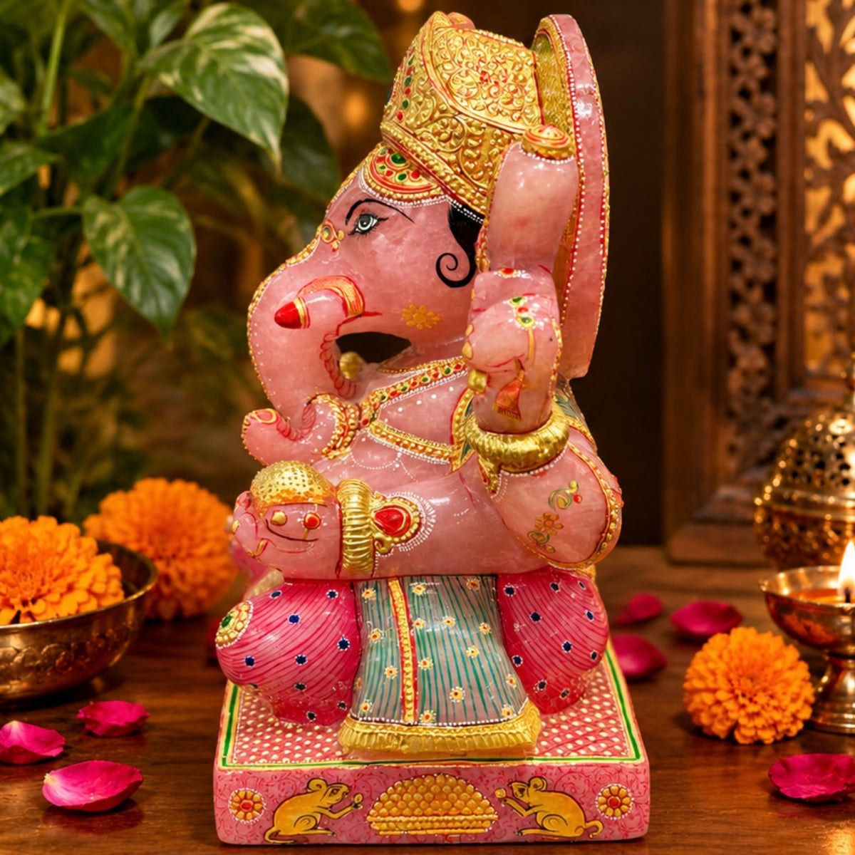Dios Ganesha Ganesh Ganapati 21 kg. cuarzo rosa Munay Minerales Mallorca