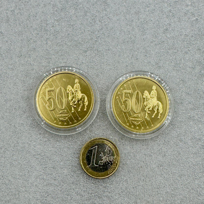 Monedas en cobre dorado Munay Minerales Mallorca