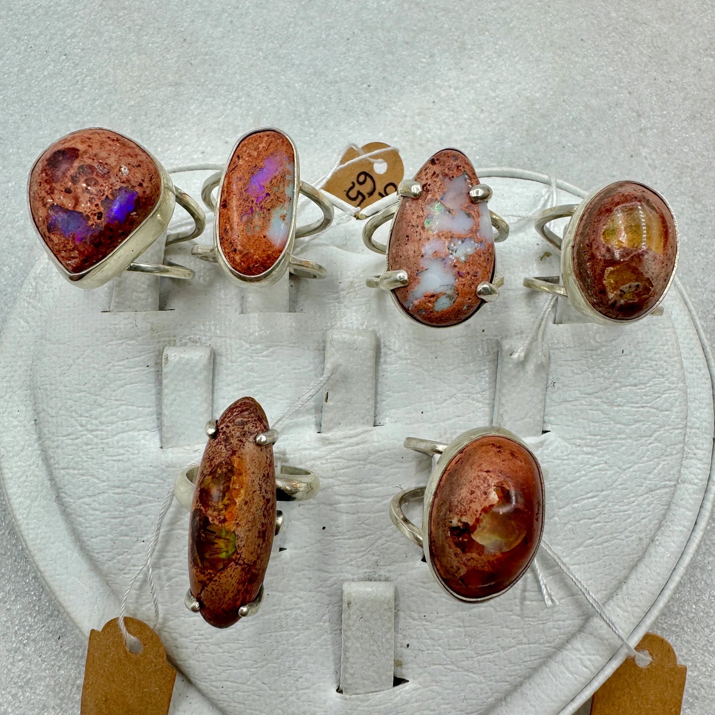 Ópalo de fuego anillos en plata de ley - MUNAY MINERALES MALLORCA