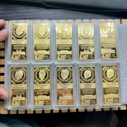 Placas color oro presidentes Alemania Munay Minerales Mallorca