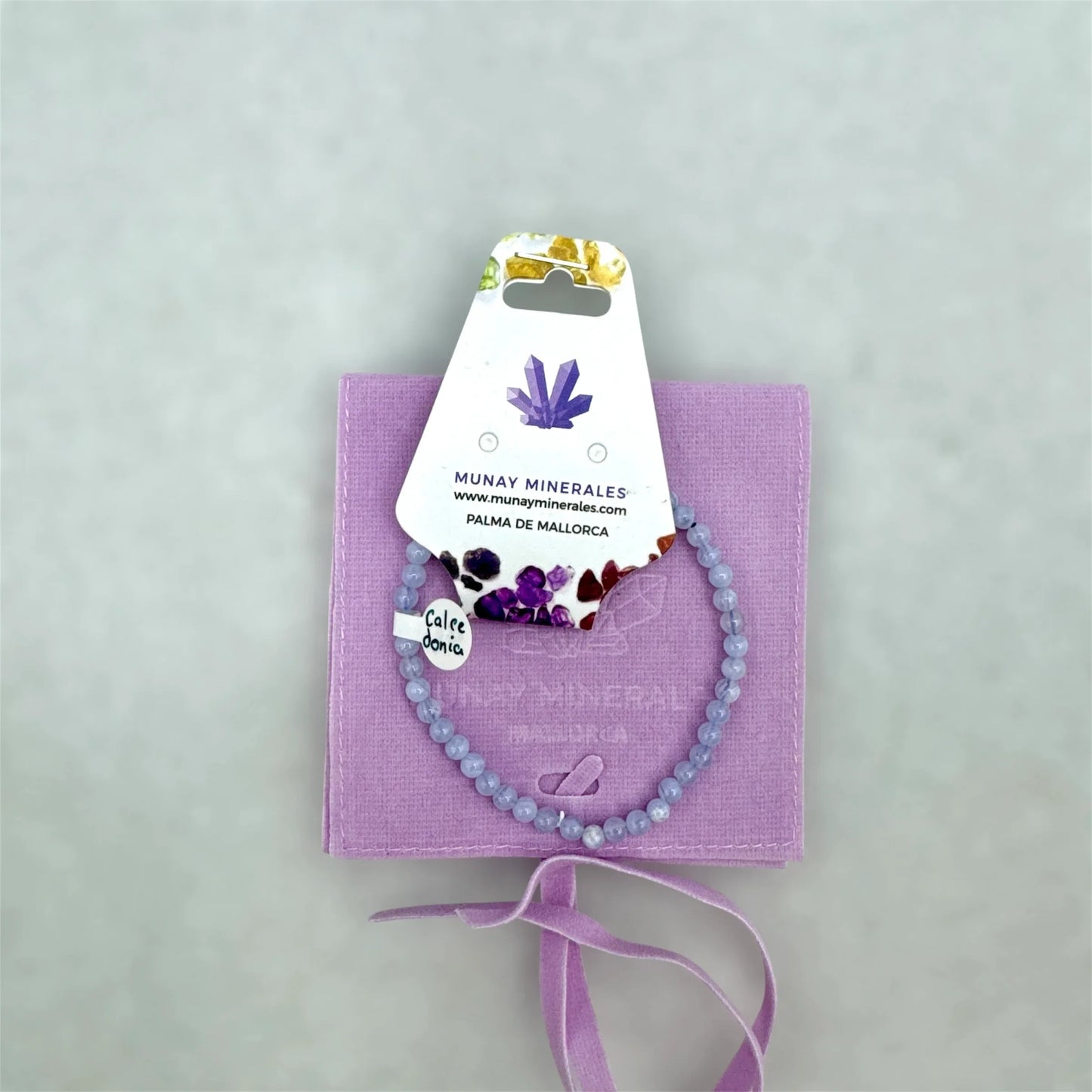 Ágata calcedonia banda azul pulsera bolas 5,5 mm. - Munay Minerales Palma de Mallorca Spain 