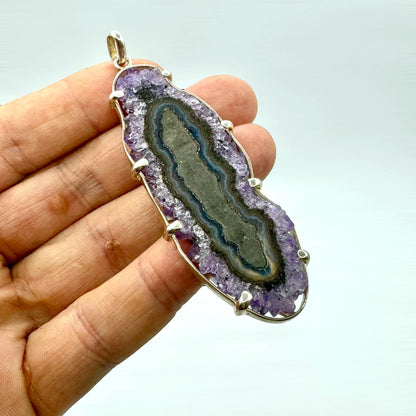 Amatista rodaja colgante en plata de ley - MUNAY MINERALES MALLORCA
