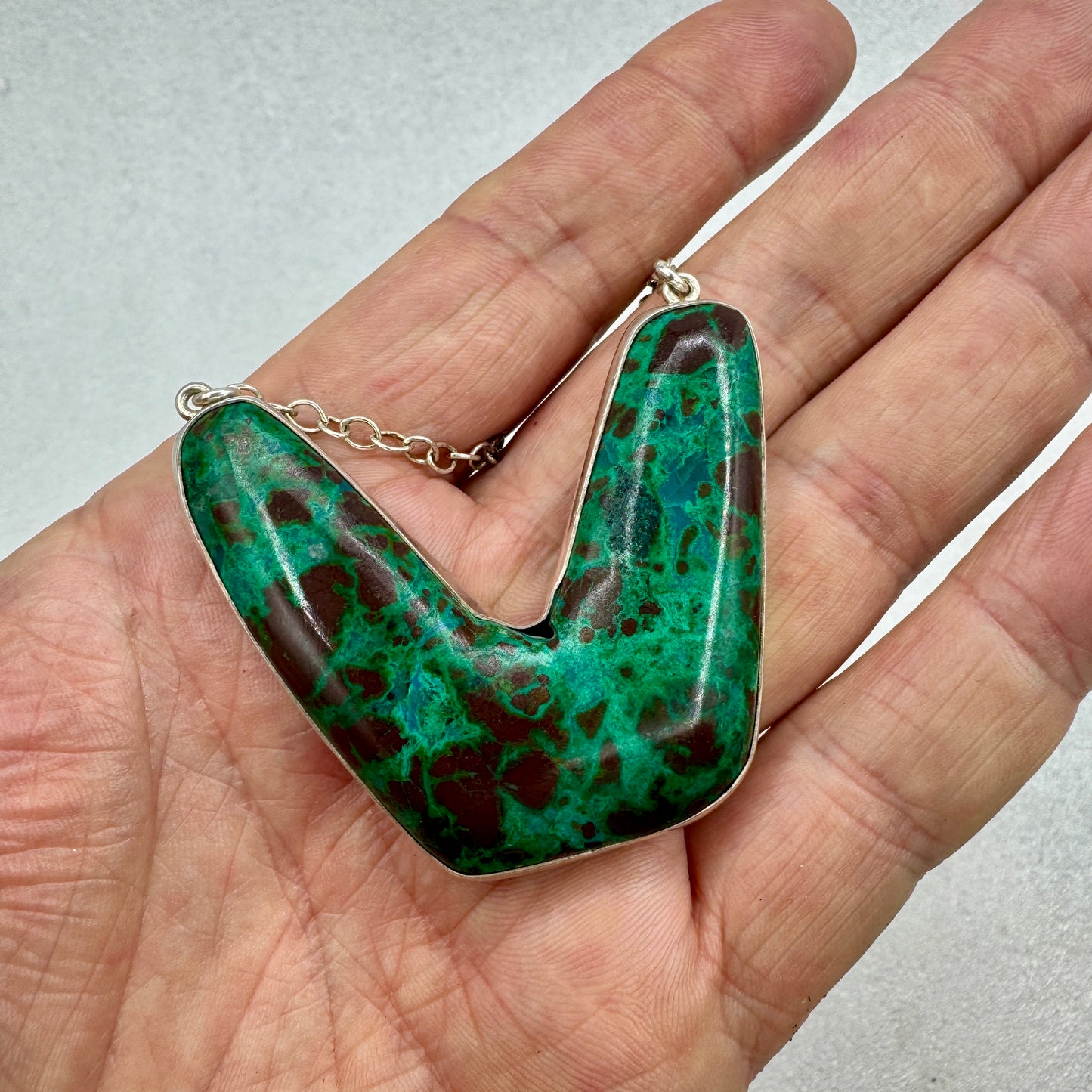 Crisocola colgante en plata de ley