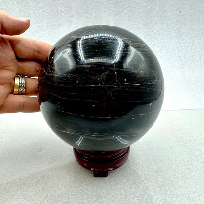 Turmalina negra esfera con hematita 12 cm. - MUNAY MINERALES MALLORCA