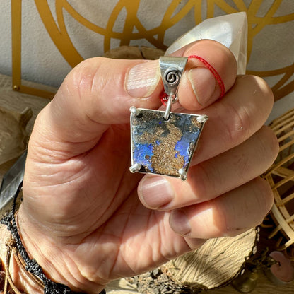 Boulder opal pendant in sterling silver