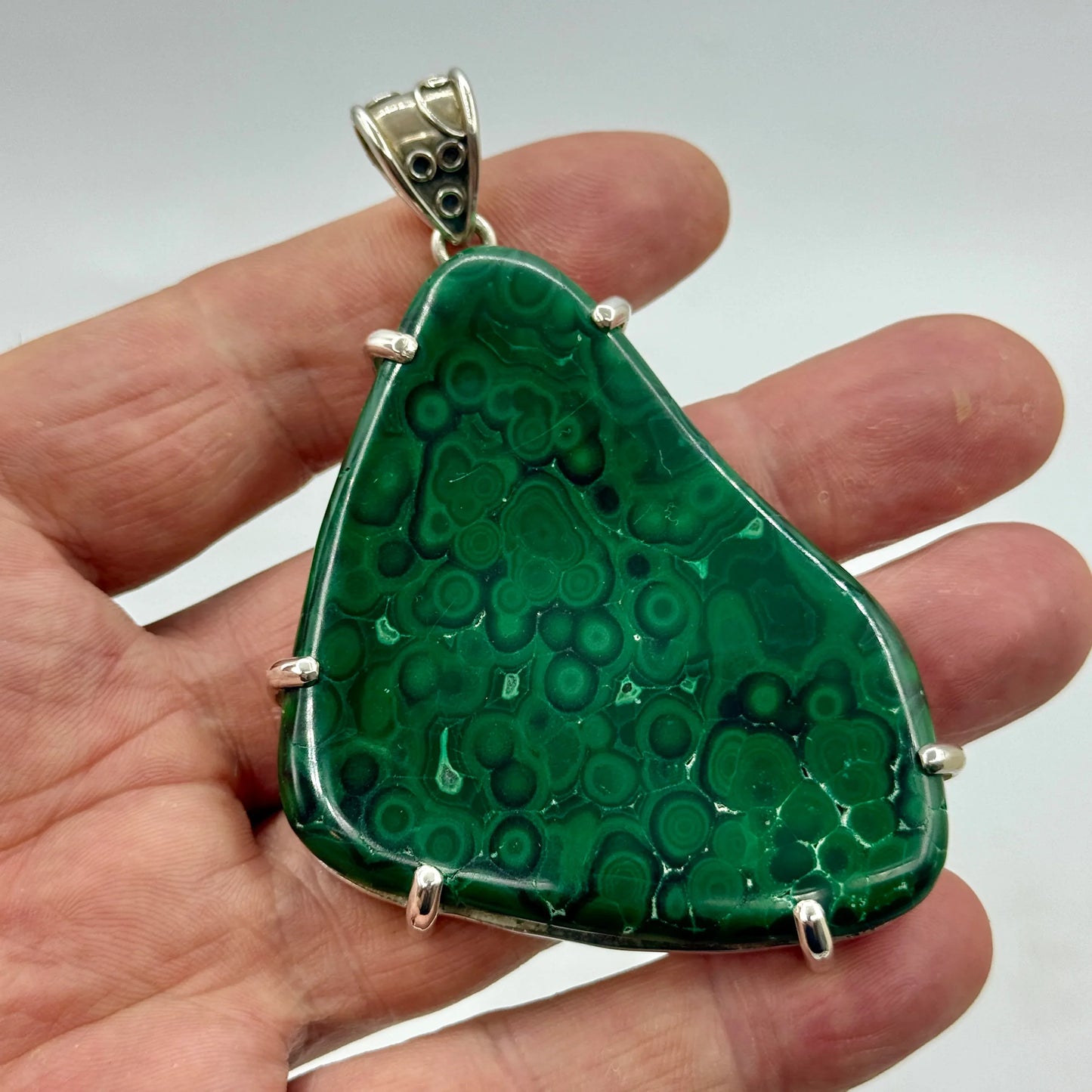 Malaquita colgante plata de ley - MUNAY MINERALES MALLORCA