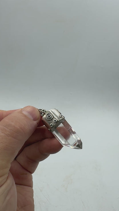 Cuarzo himalaya colgante en plata de ley