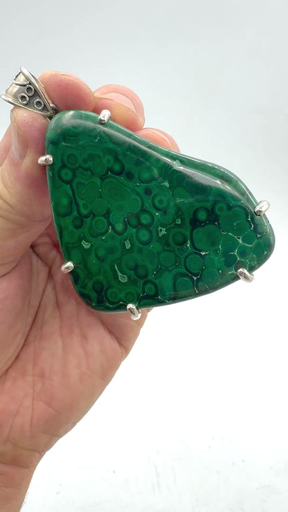 Malachite pendant sterling silver