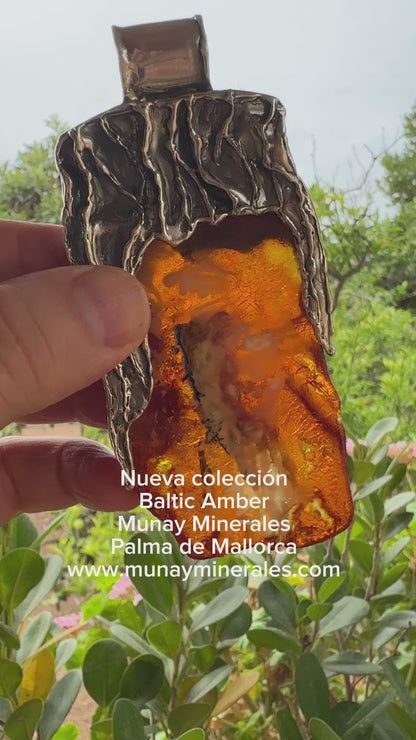 Ámbar báltico colgante en plata de ley