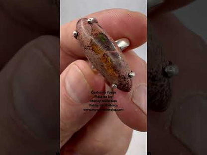 Ópalo de fuego anillos en plata de ley