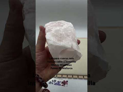 Lámpara de cuarzo rosa con cable y bombilla