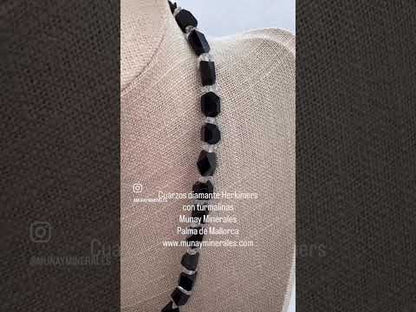 Collar cuarzos diamante Herkimer y turmalinas