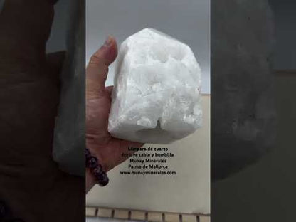 Lámpara de cuarzo lechoso con cable y bombilla
