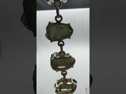 Moldavita tektita pulsera plata de ley