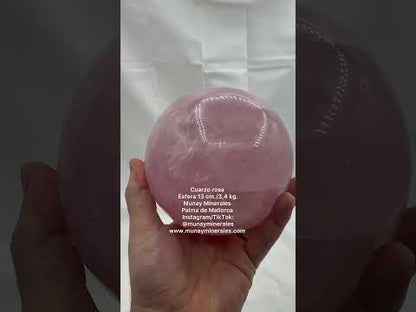 Rose quartz sphere, 13 cm, 3.4 kg. Munay Minerals, Mallorca