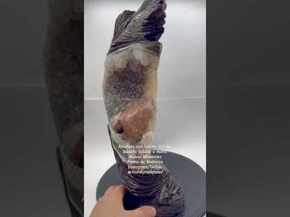 Geoda de amatista 11,2 kg. con basalto tallado a mano